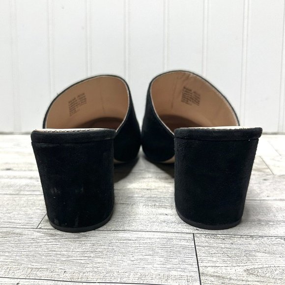 J. Crew Mules Size 9 Black Suede Shoes Heels Slide Slip On Leather Lining - Picture 4 of 9